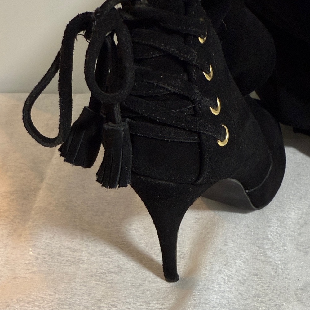 Colin Stuart Black Over-the-Knee Boots with Gold Accents - Picture 4 of 7